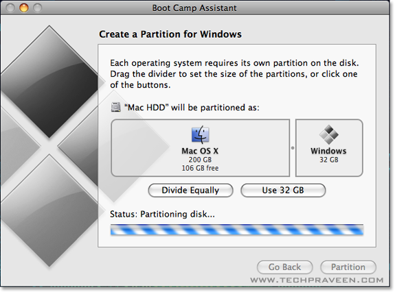 Set Windows Partition and Click Partition Button How to Install Windows on Your Mac using Boot Camp