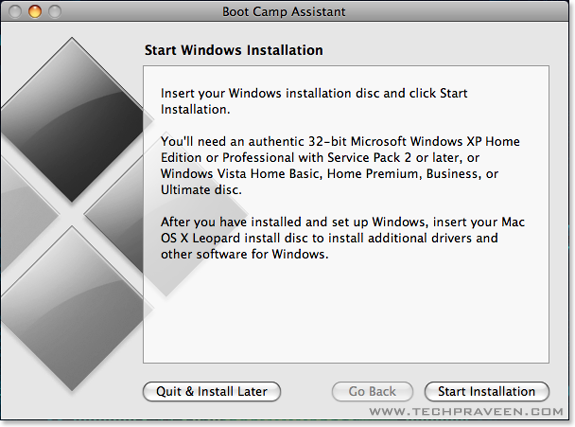 Start Windows Installation in Boot Camp How to Install Windows on Your Mac using Boot Camp