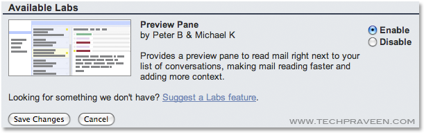 Gmail Labs Preview Pane